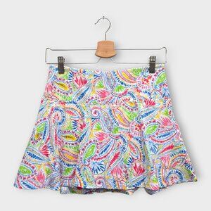 IBKUL Golf Women's Skort Leaf Print (Red/Blue/Green) - Small